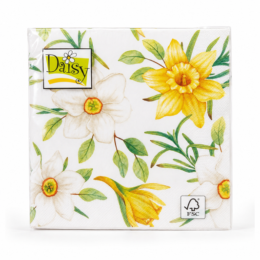Watercolor Daffodils Floral Paper Napkins | Decoupage & Craft Napkins