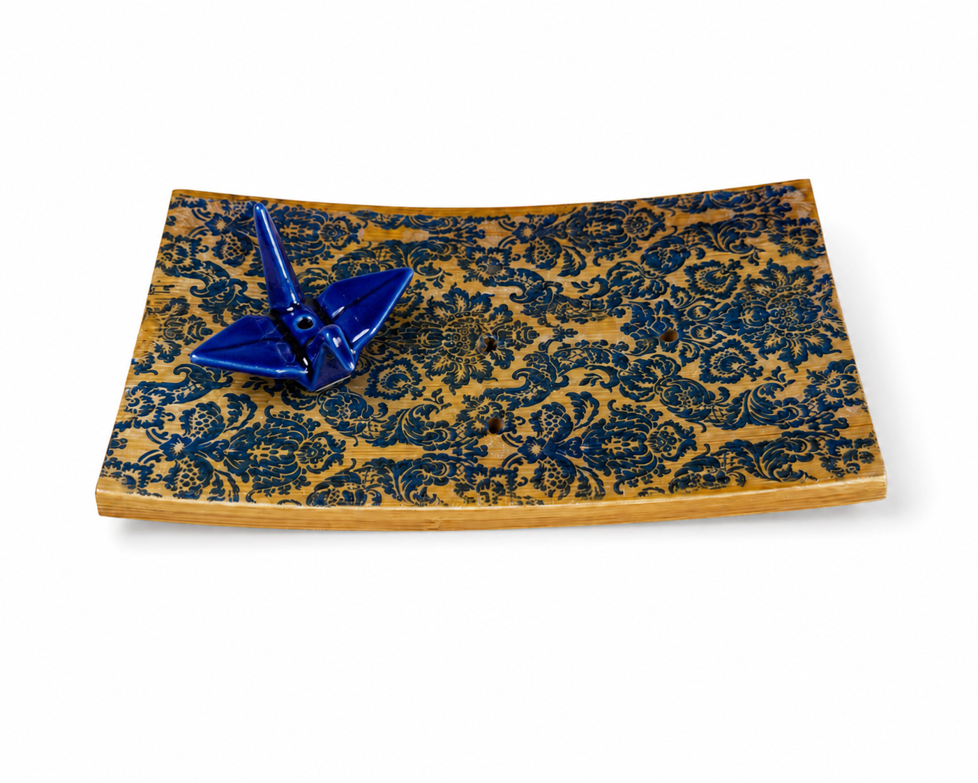 Origami Garden Incense Burner | Handcrafted Bamboo Incense Tray with Ceramic Crane Holder