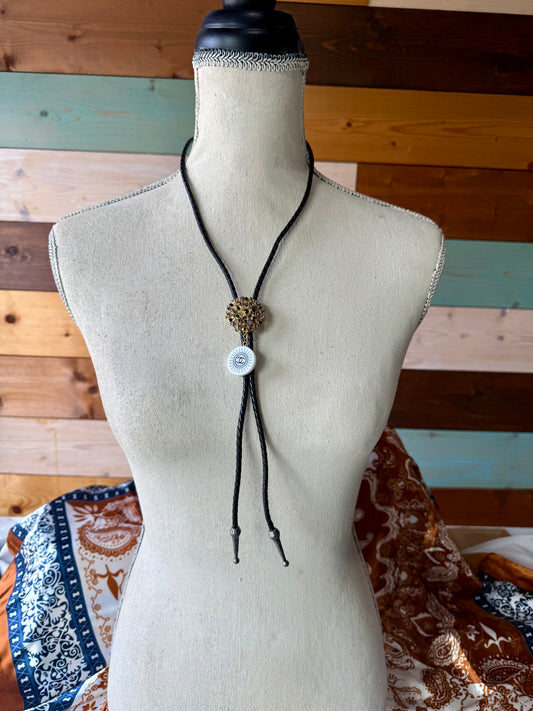 Bolo Tie - Gold/ White Chanel