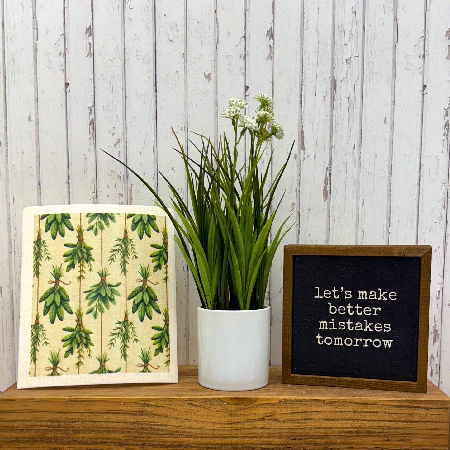 Herb Bunches Farmhouse Swedish Dishcloths - Spring Decor