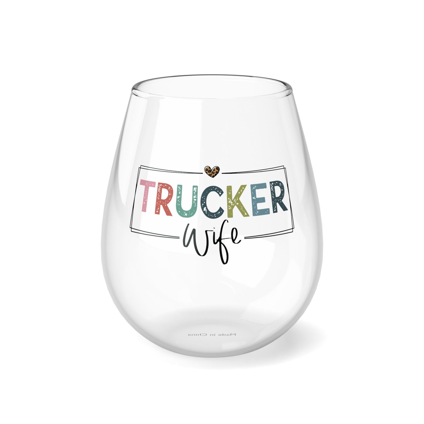 Trucker Wife Stemless Wine Glass, 11.75oz