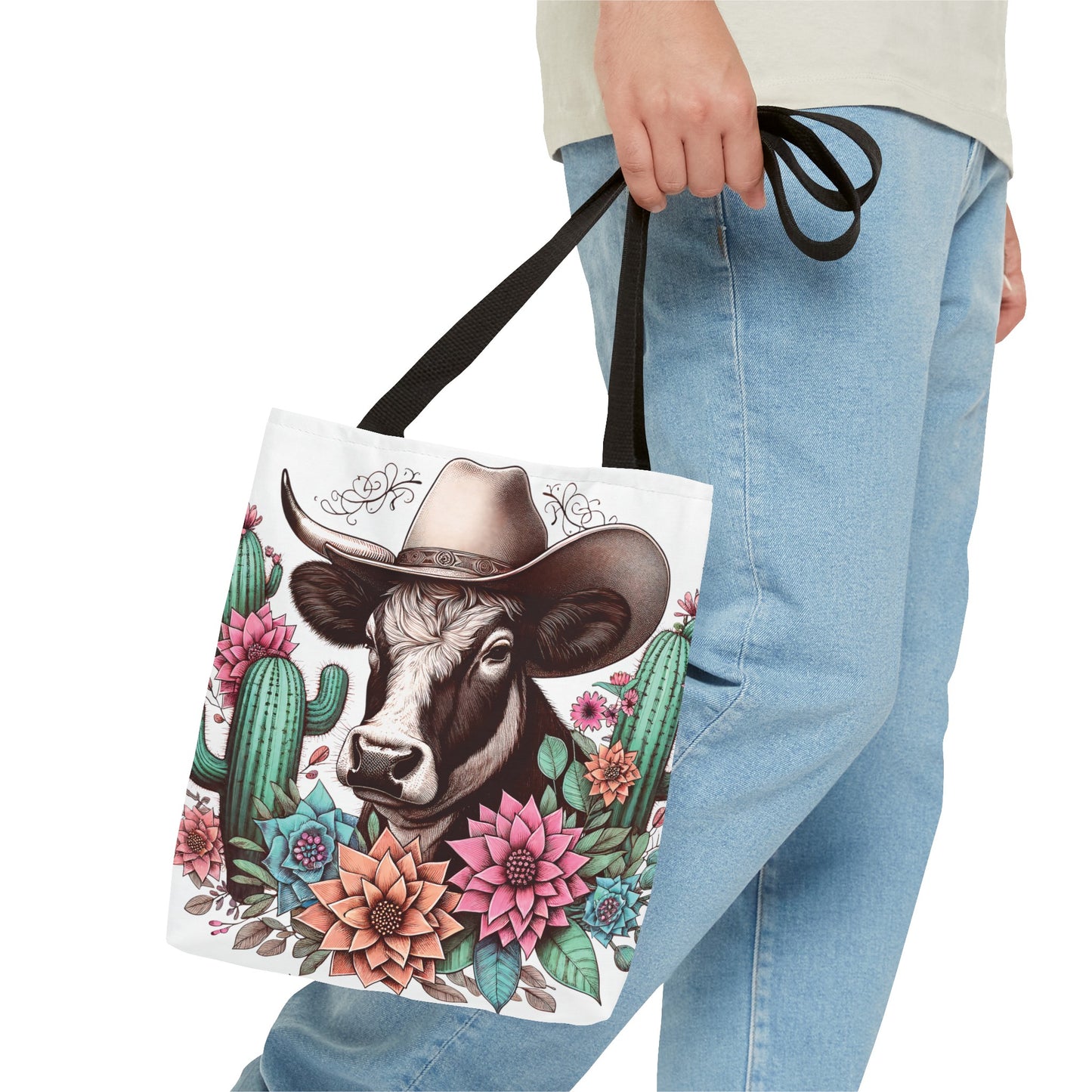 Floral Cow Tote Bag