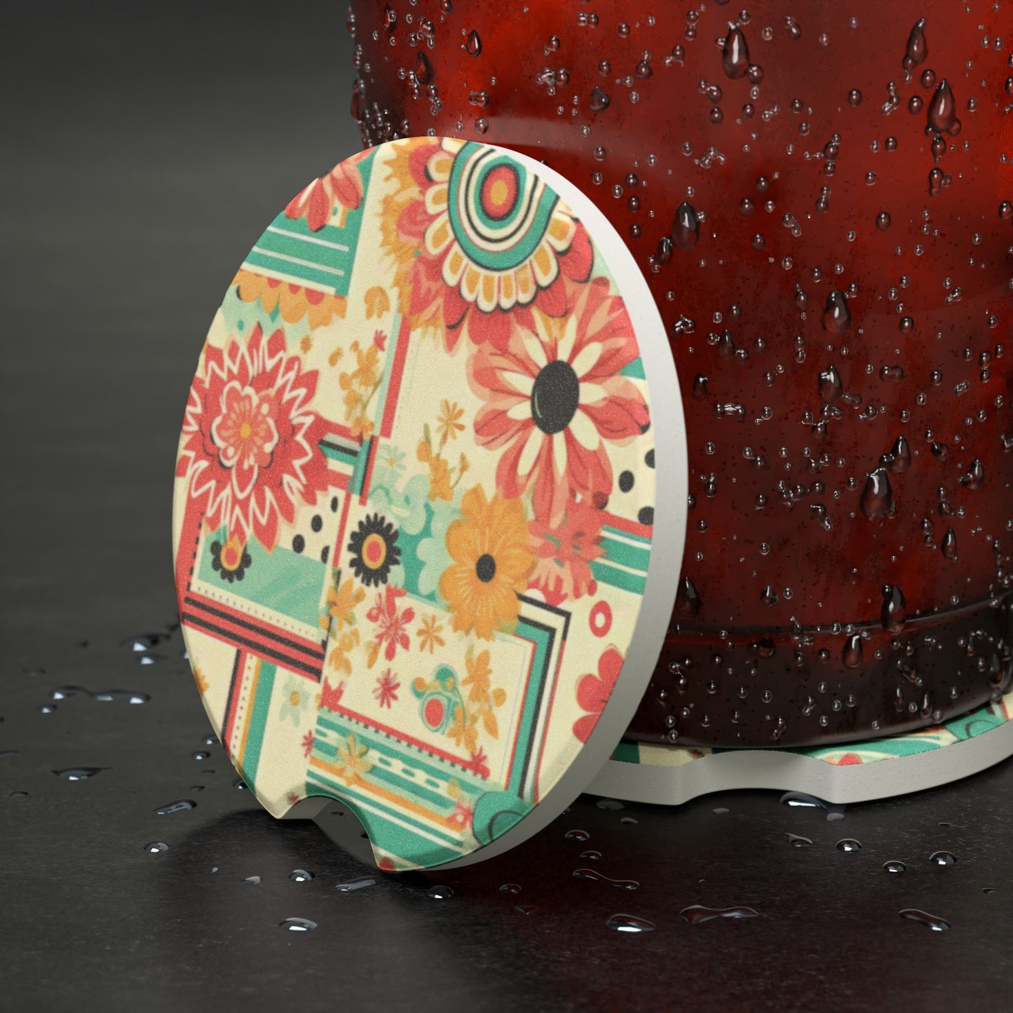 Floral Soapstone Car Coaster