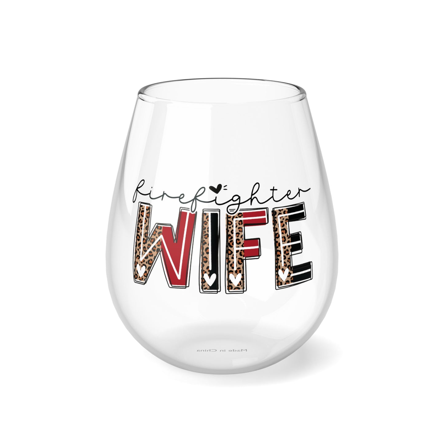 Firefighter Wife Stemless Wine Glass, 11.75oz