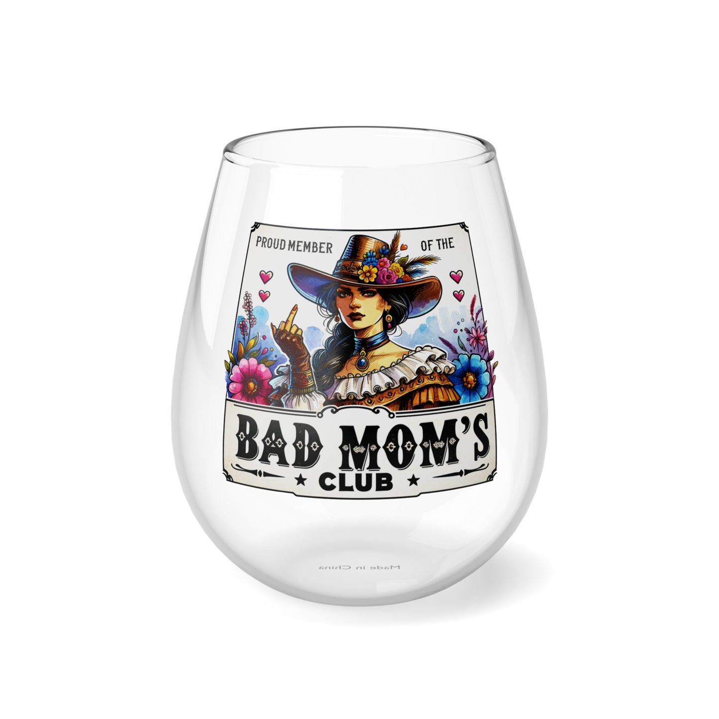 Bad Mom's Club #1 Stemless Wine Glass, 11.75oz