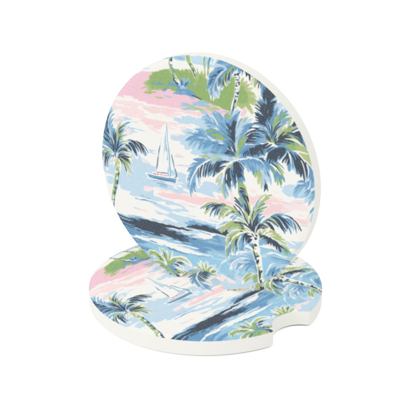 Tropical Sailboat Soapstone Car Coaster