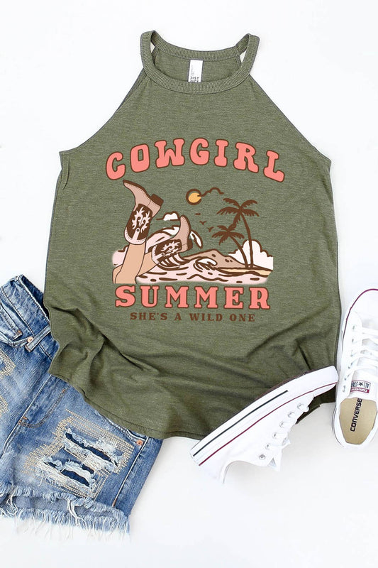 Cowgirl Summer She's Wild One Rocker Tank Mock Tank Top