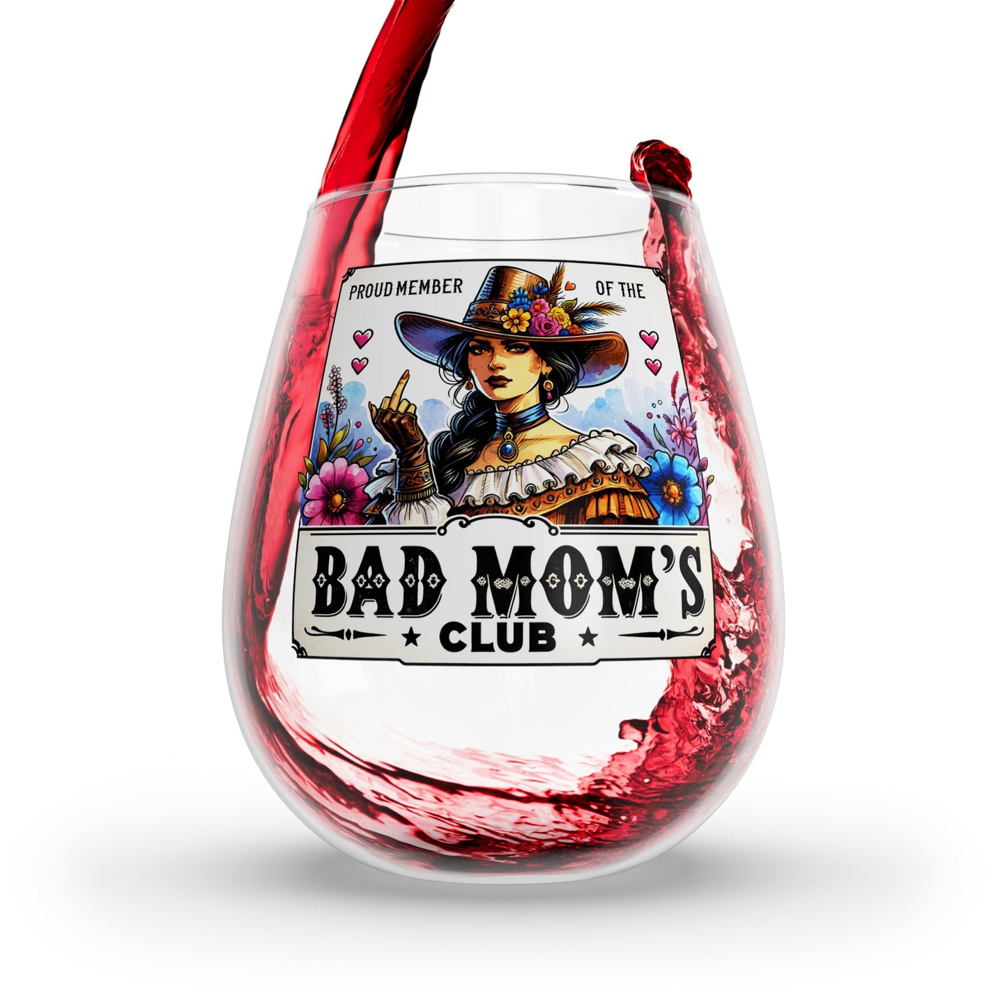 Bad Mom's Club #1 Stemless Wine Glass, 11.75oz