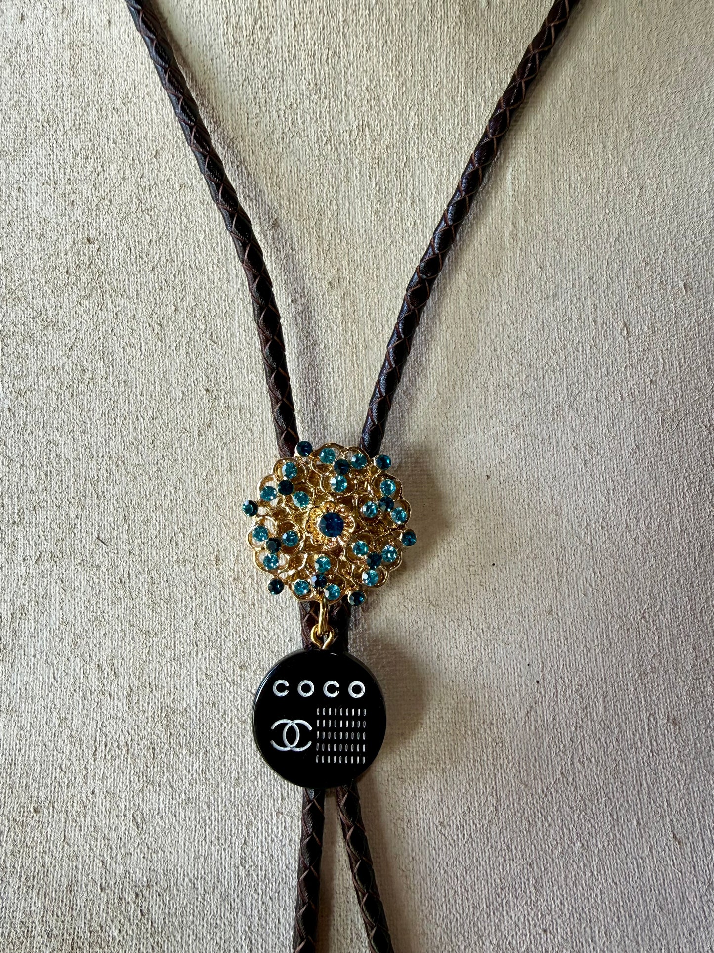 Bolo Tie - Blue/Black Chanel