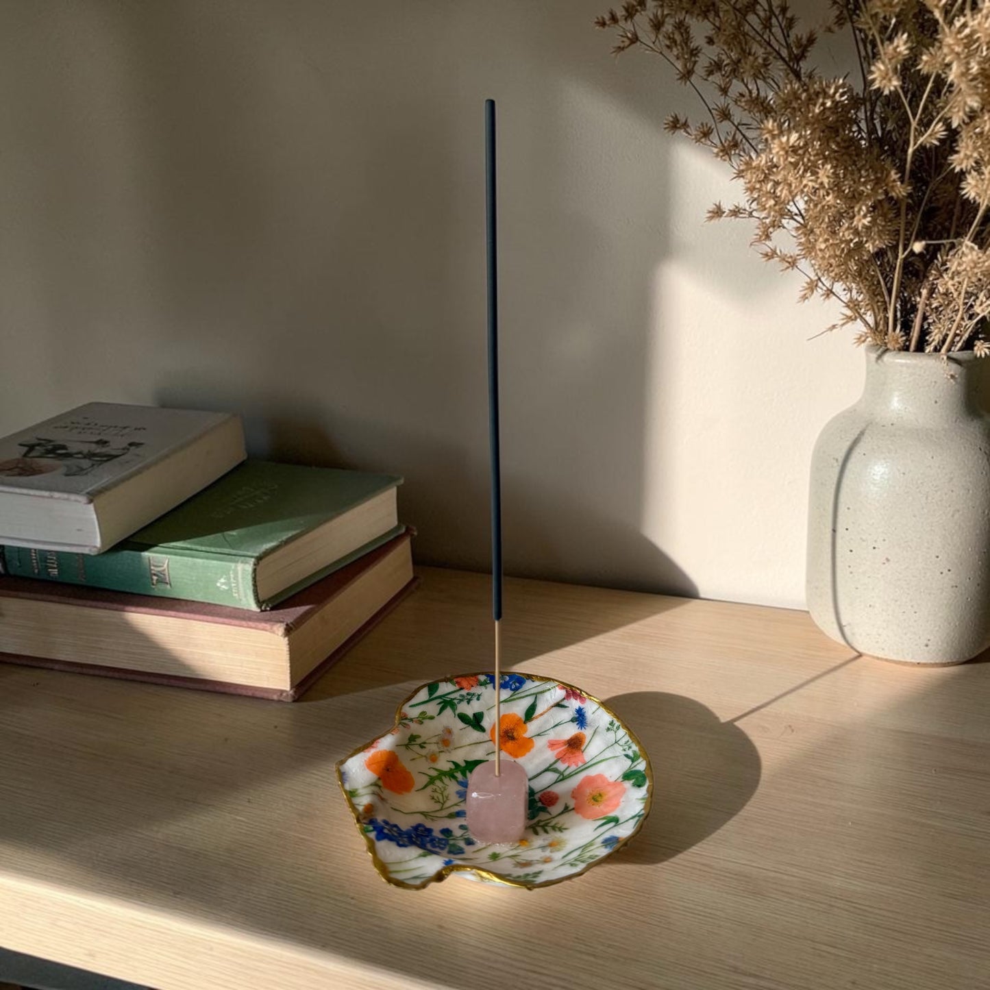 Wildflower Meadow Shell Incense Burner | Handmade Floral Scallop Shell Incense Holder