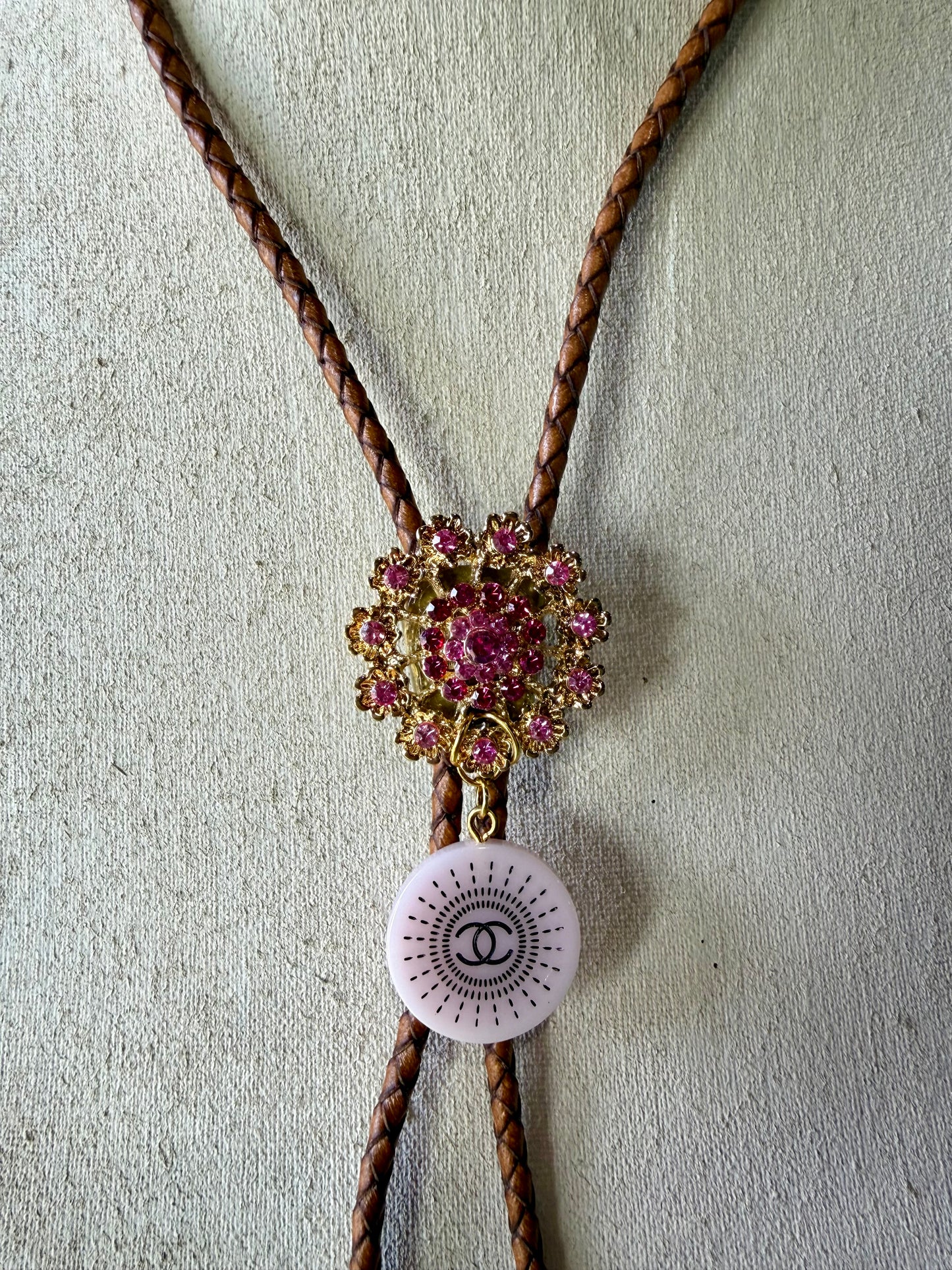 Bolo Tie - Pink/Gold Chanel