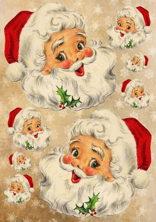 Vintage Santa Face - Rice Paper for Decoupage - Craft Paper