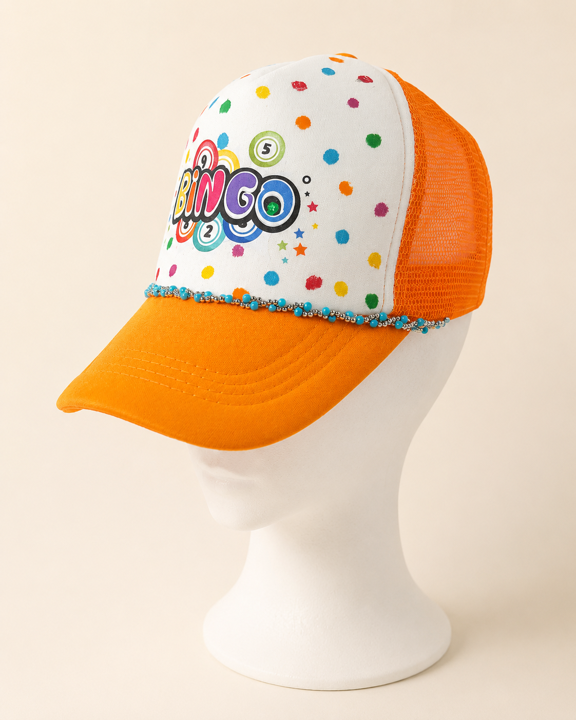 Orange Turquoise Bingo Trucker Hat