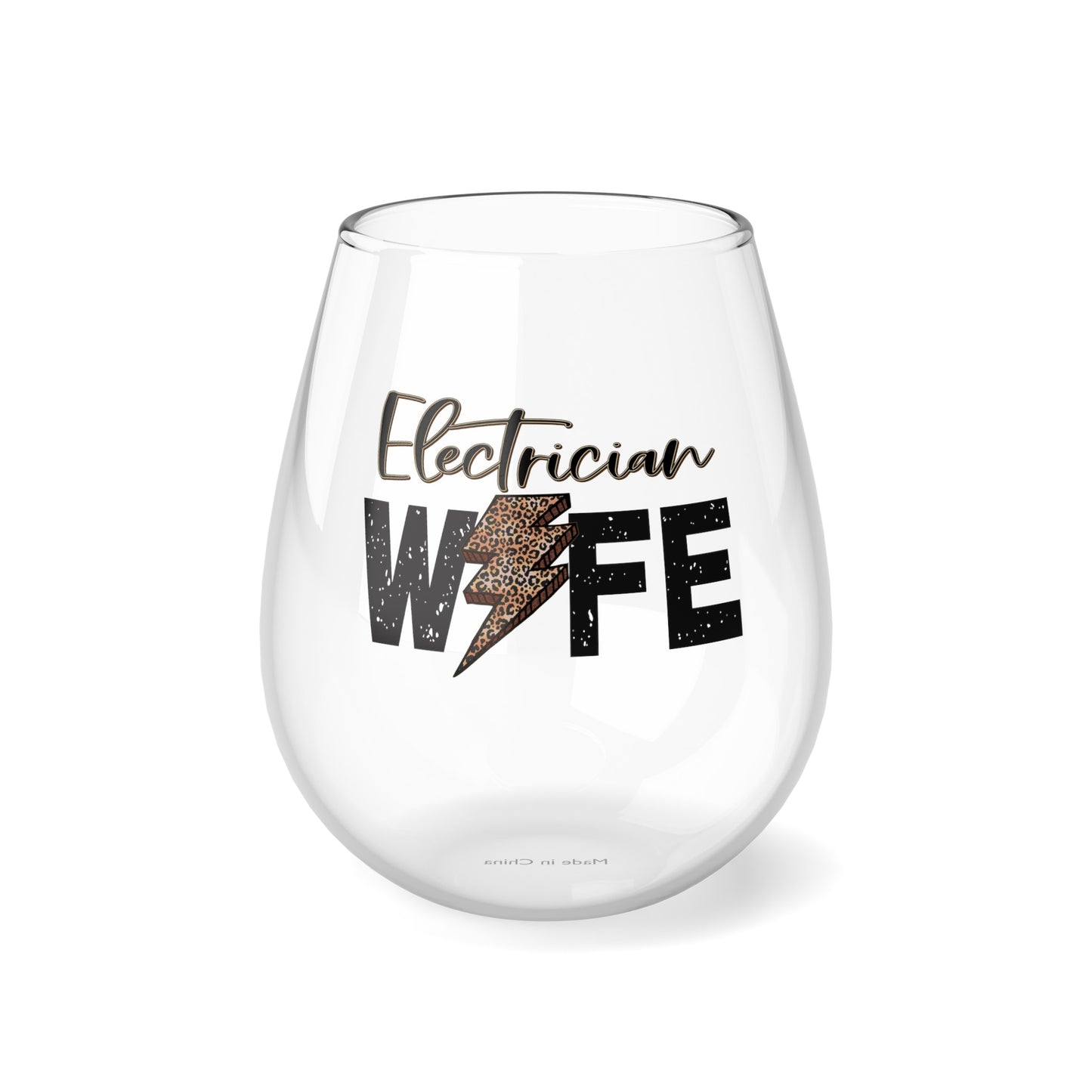 Electrician Wife - Stemless Wine Glass, 11.75oz