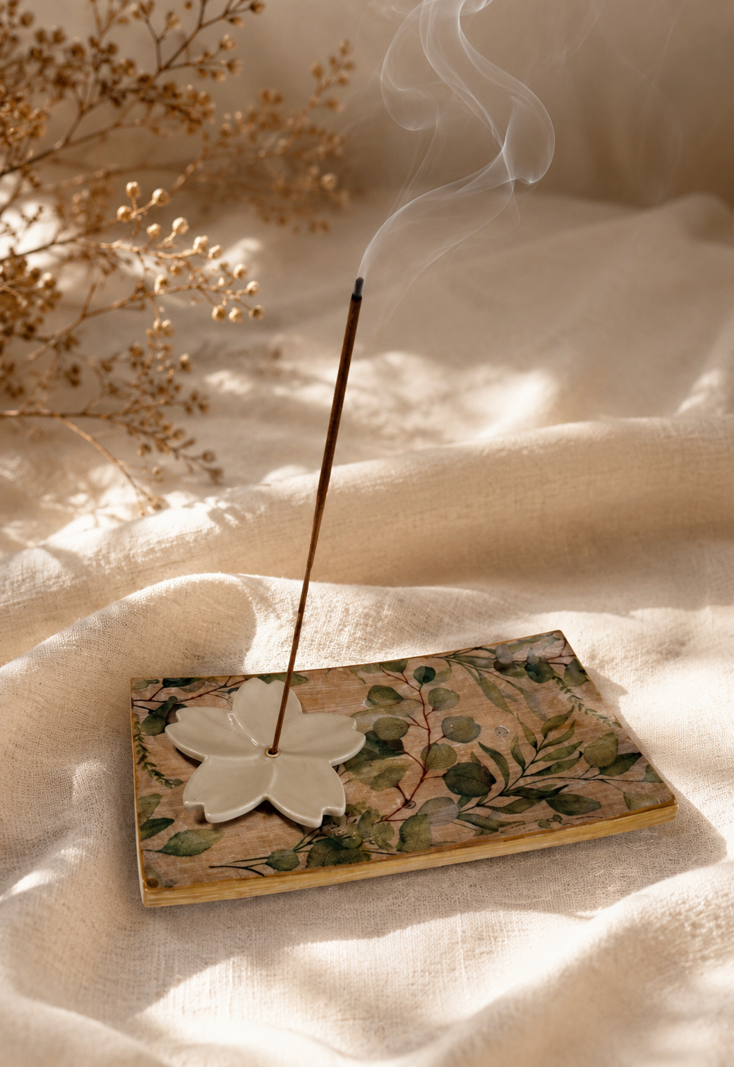 Botanical Bloom Collection Handmade Incense Burners | Floral Wooden Ash Catchers
