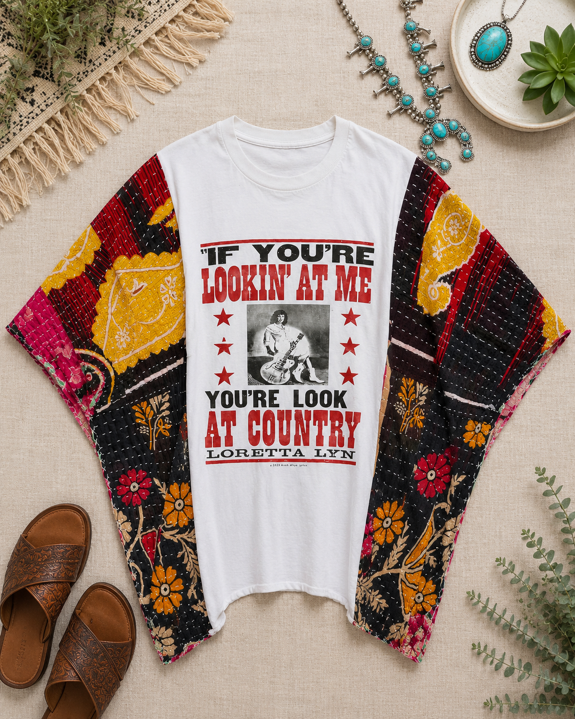 Lookin’ at Country Loretta Lynn Kantha Poncho Top