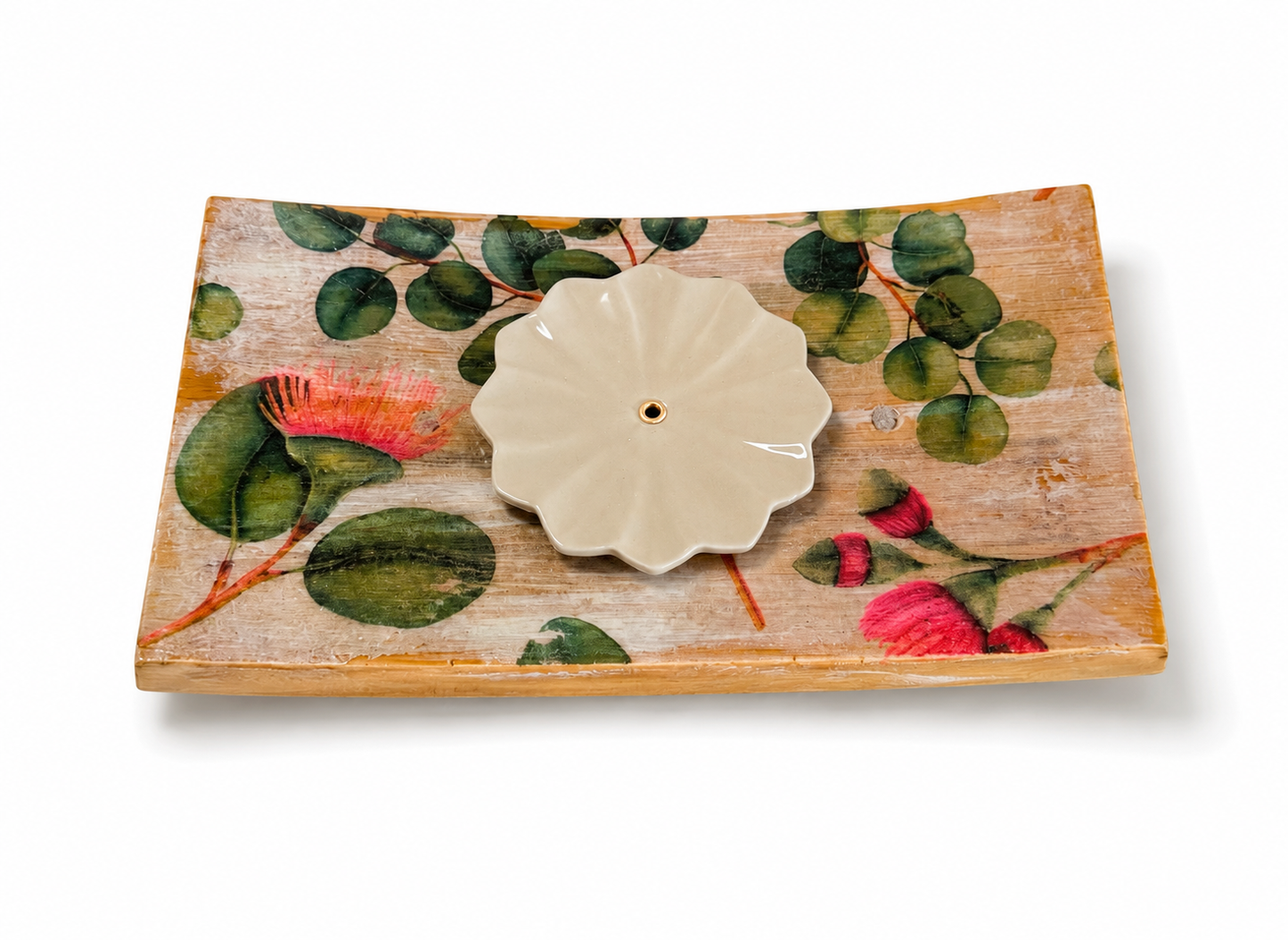 Botanical Bloom Collection Handmade Incense Burners | Floral Wooden Ash Catchers