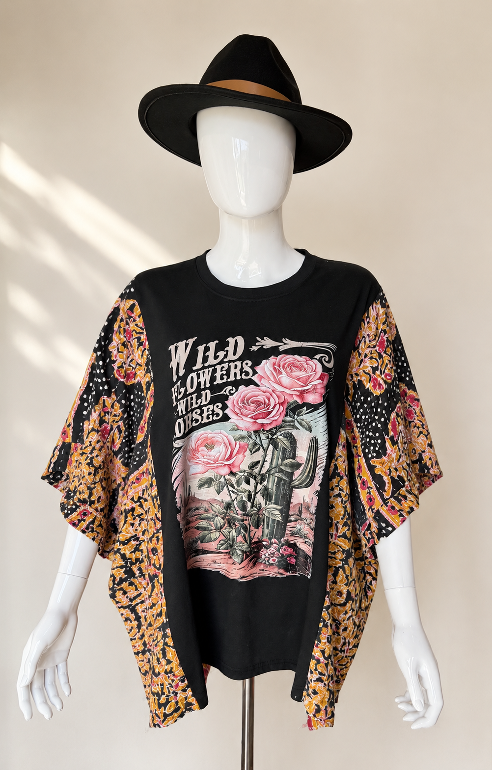 Wild Flowers & Wild Horses Boho Poncho Top