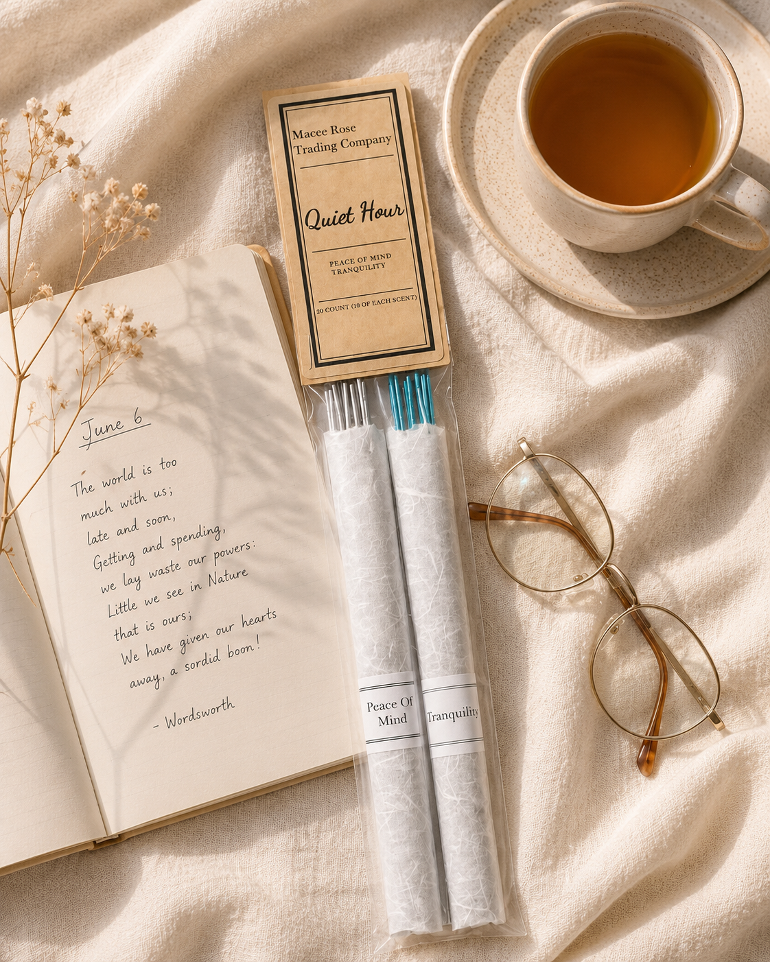 Quiet Hour Curated Incense Collection | Peace of Mind & Tranquility | 20 Count Handmade Incense Sticks