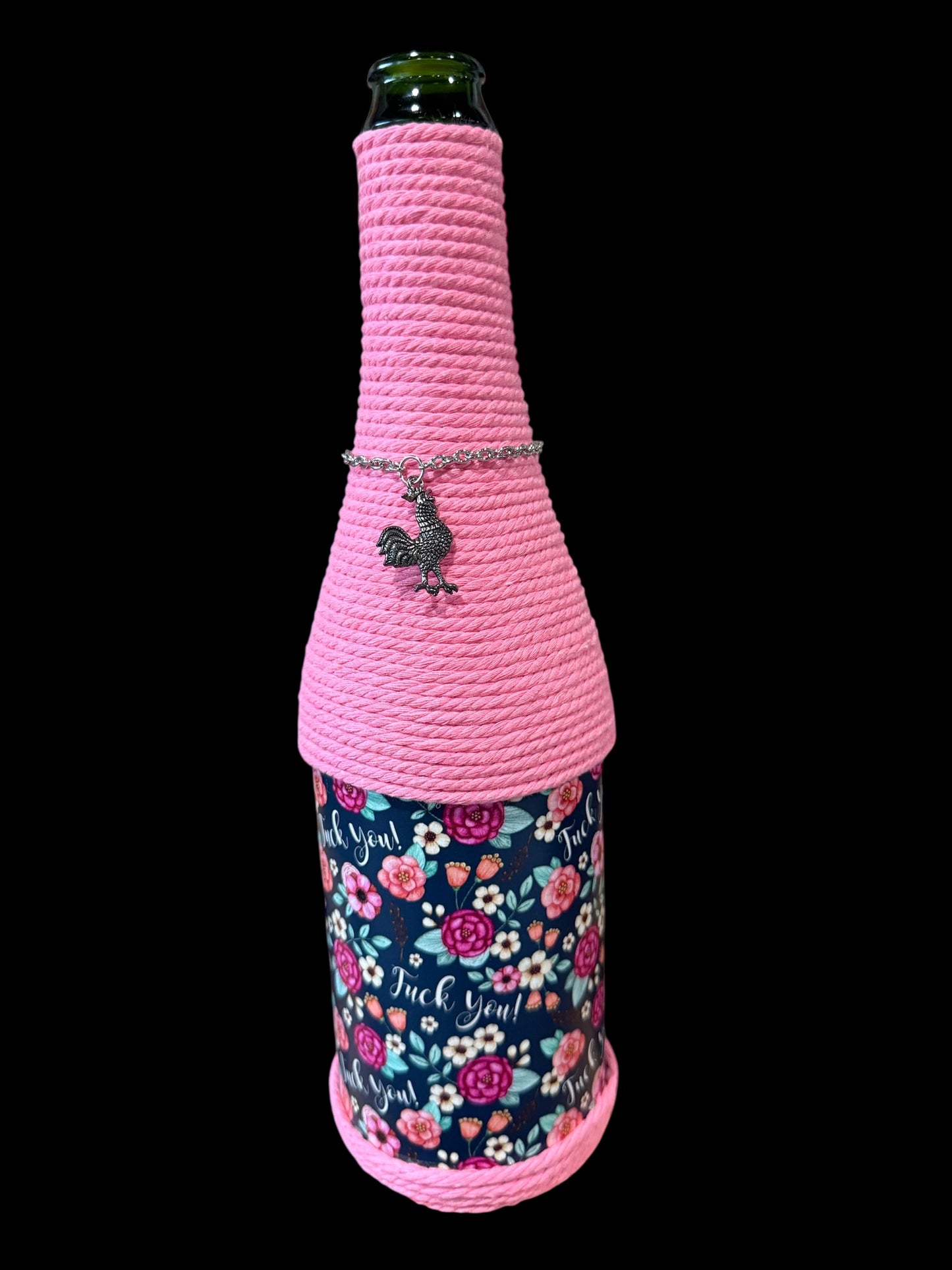 Pink Floral Upcycled Wine Bottle Incense Burner | Boho Home Fragrance Decor
