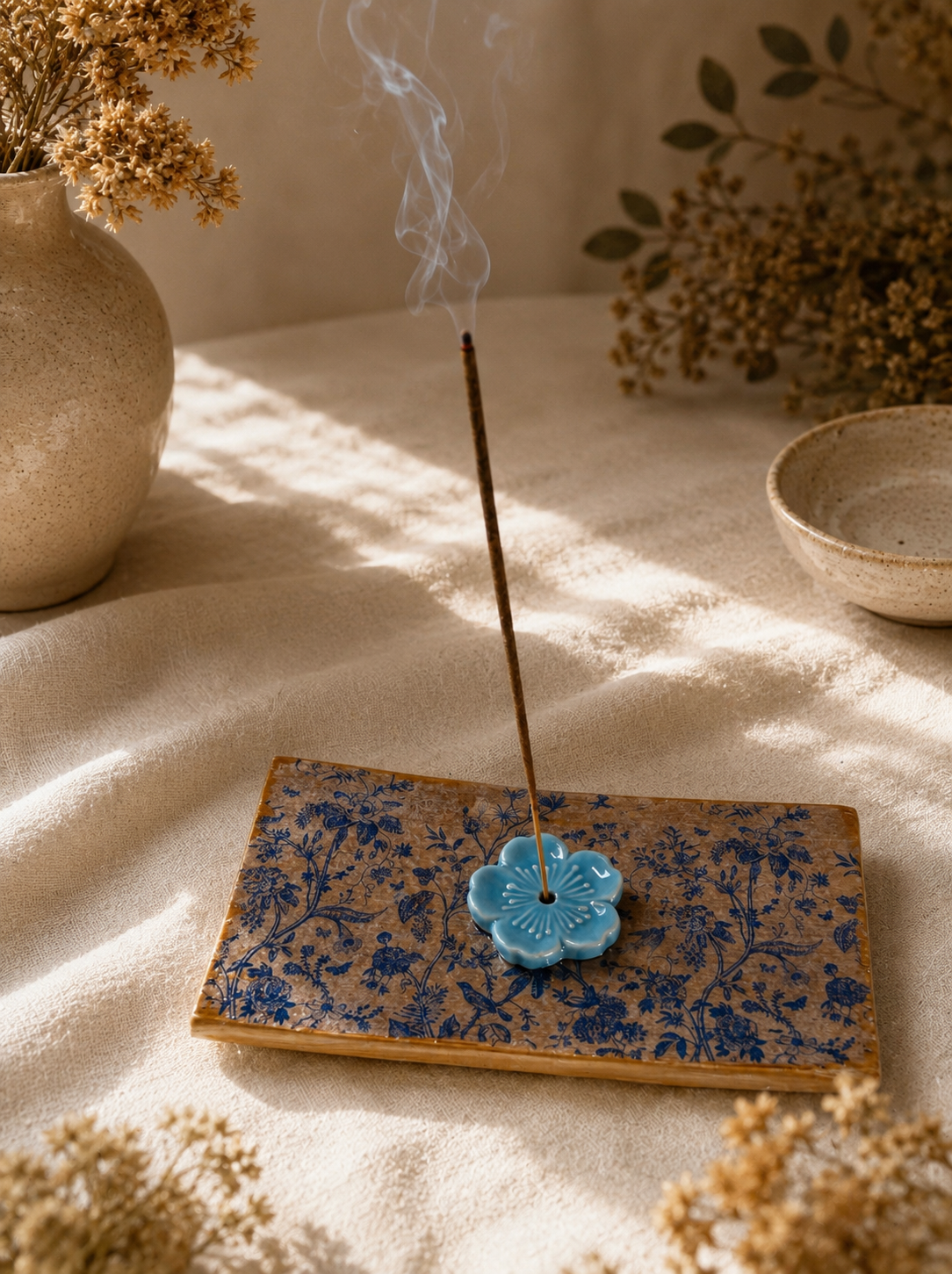 Botanical Bloom Collection Handmade Incense Burners | Floral Wooden Ash Catchers
