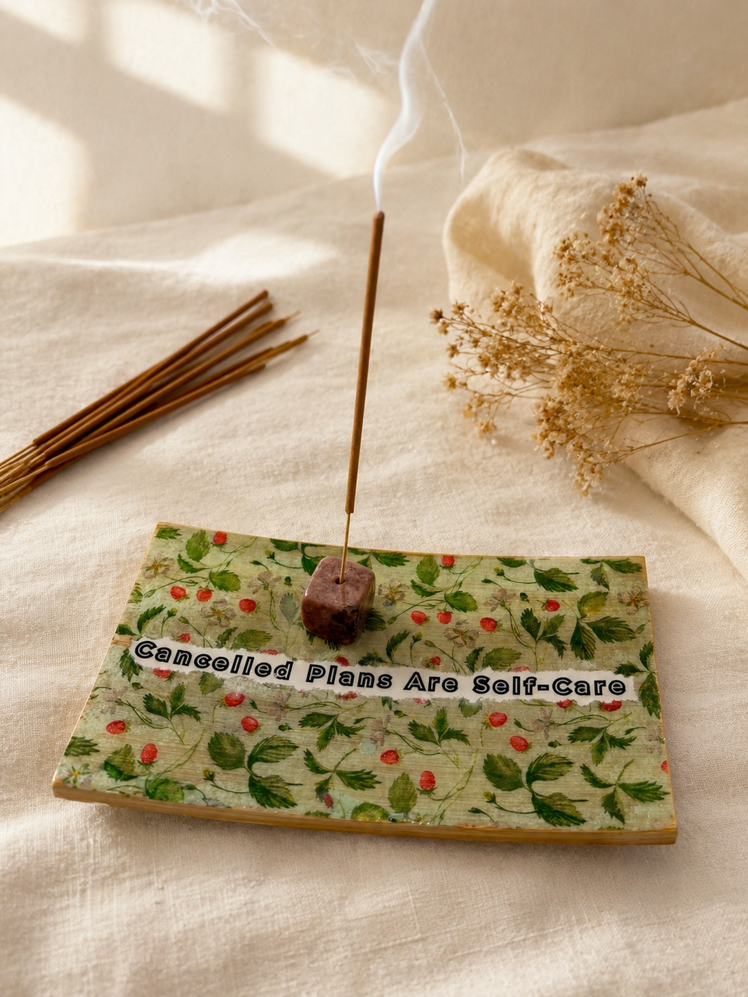 Funny Incense Holder | Handmade Wooden Incense Tray | Snarky Boho Decor | Crystal Incense Burner | Funny Gift for Friends | Attitude Collection