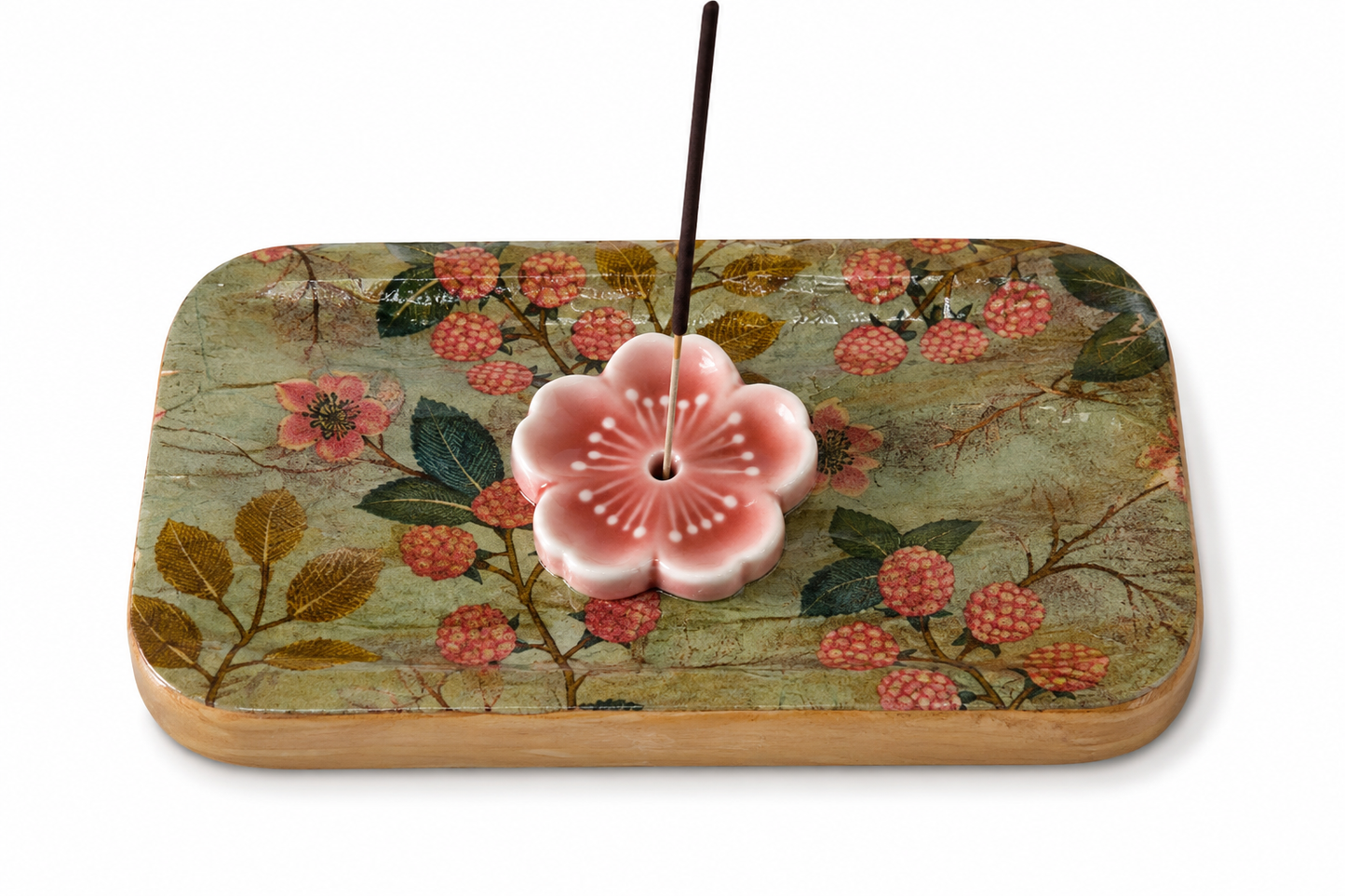 Berry Blossom Collection – Handcrafted Wooden Incense Holder