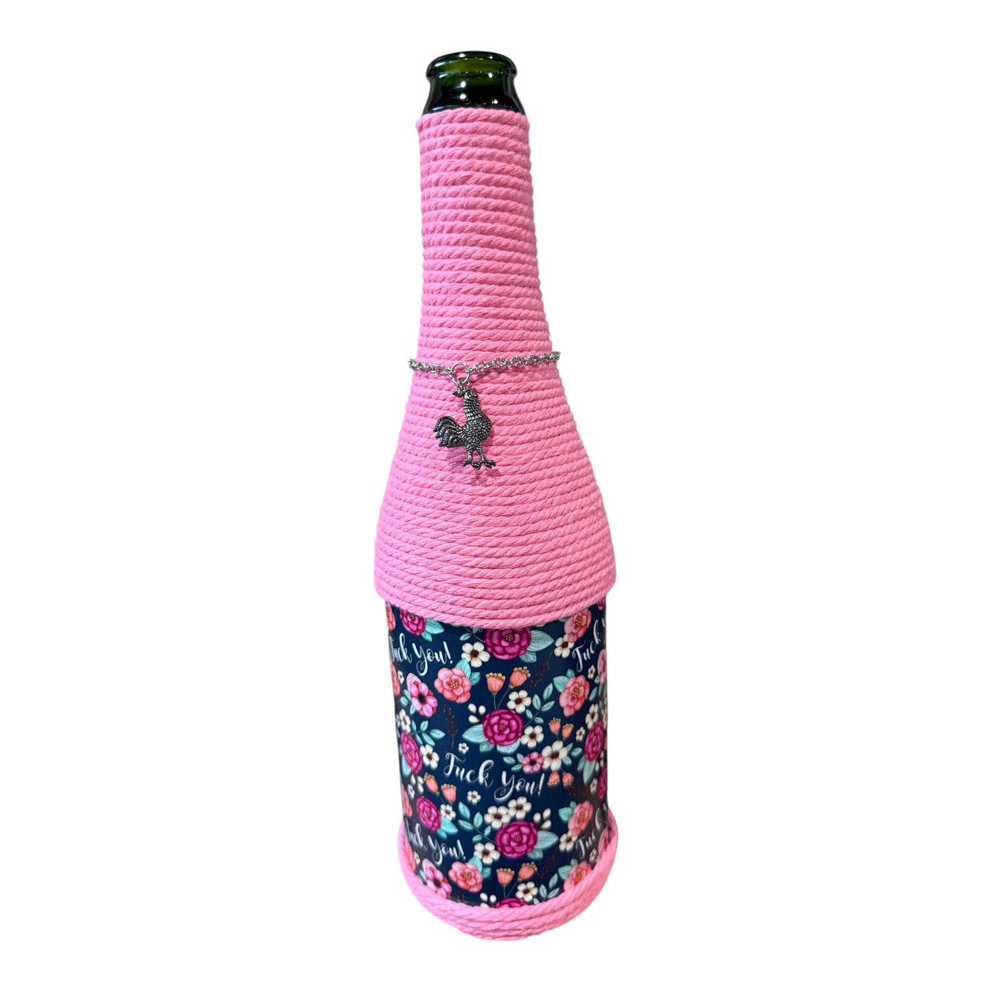 Pink Floral Upcycled Wine Bottle Incense Burner | Boho Home Fragrance Decor
