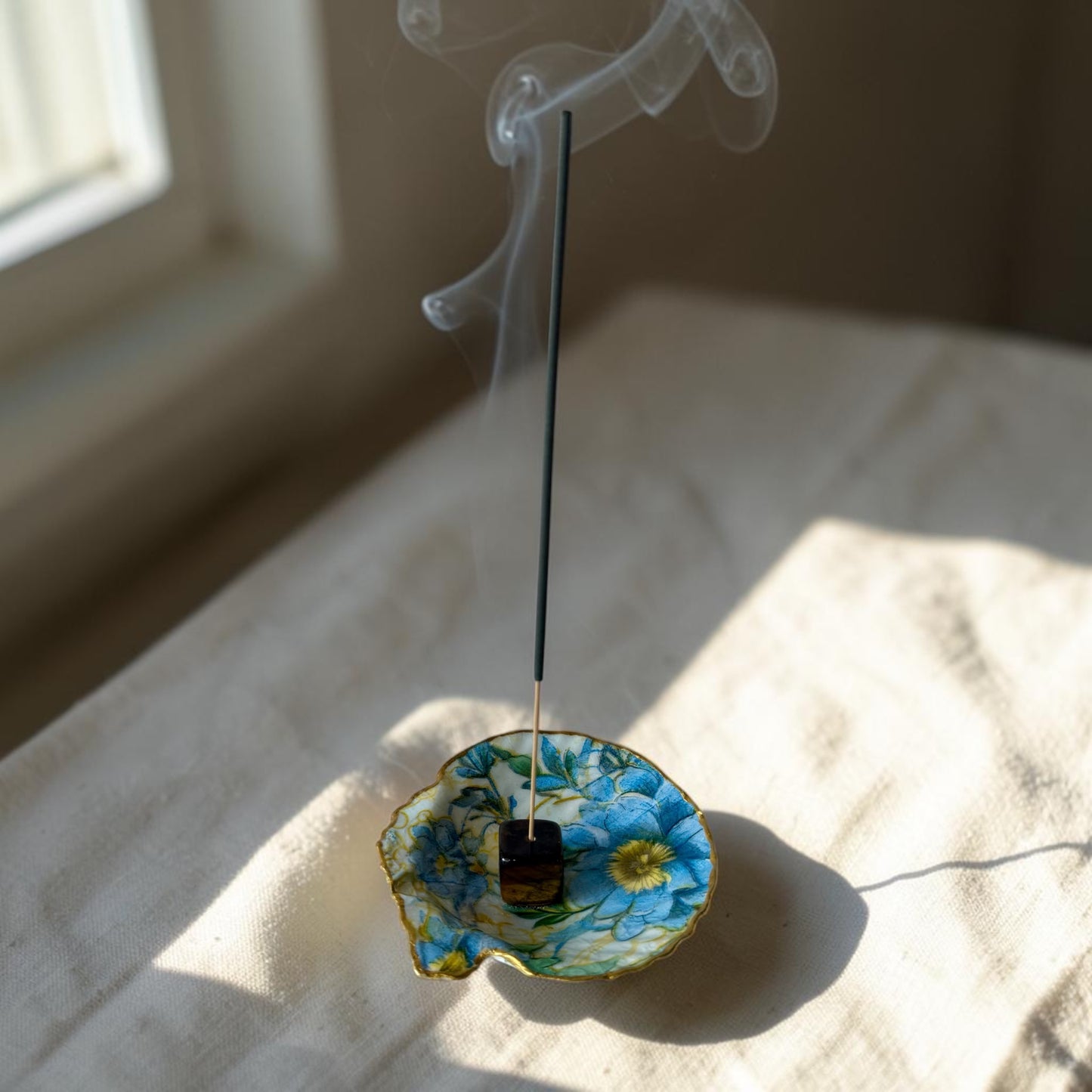 Wildflower Meadow Shell Incense Burner | Handmade Floral Scallop Shell Incense Holder
