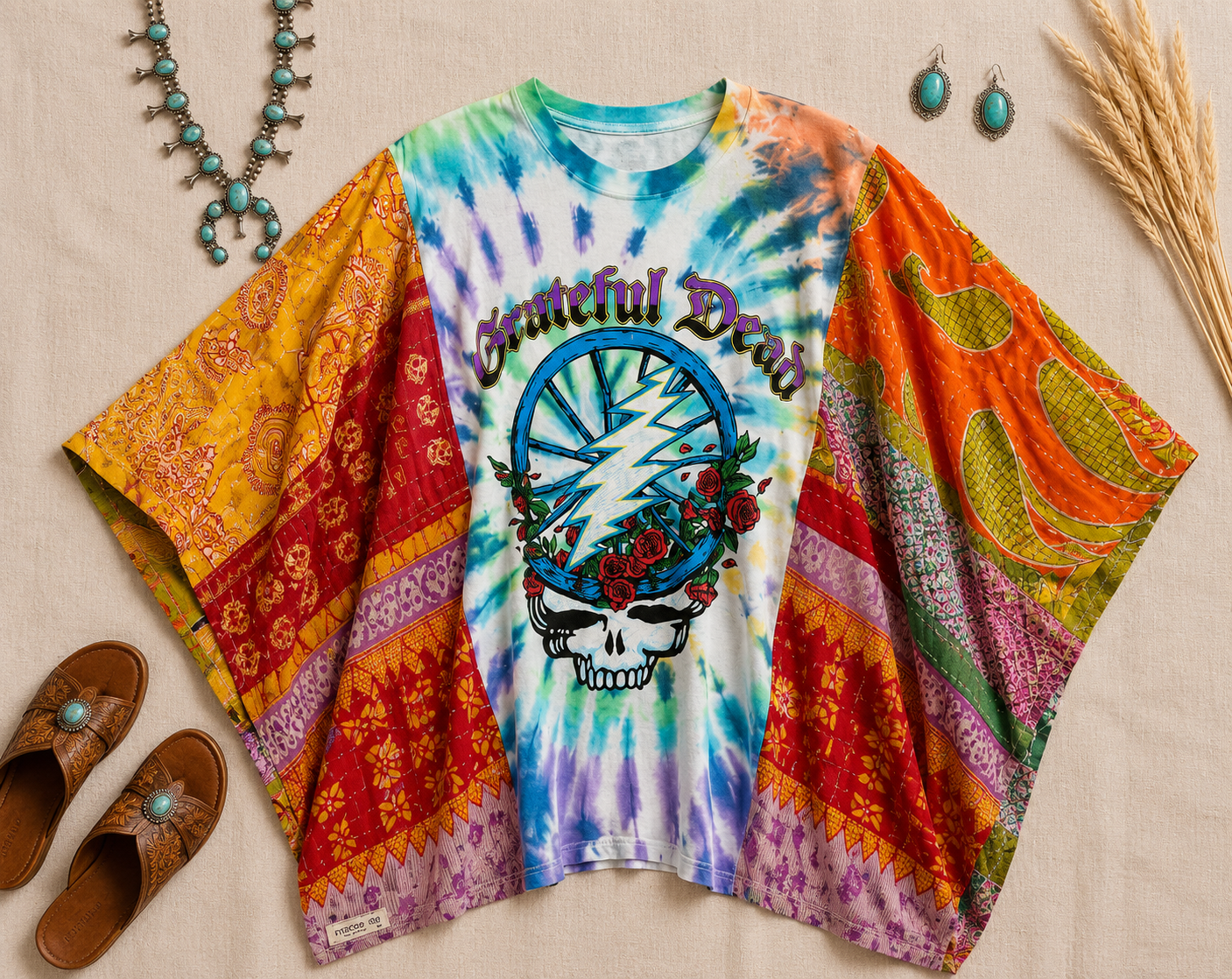 Grateful Dead Inspired Handmade Boho Poncho Top