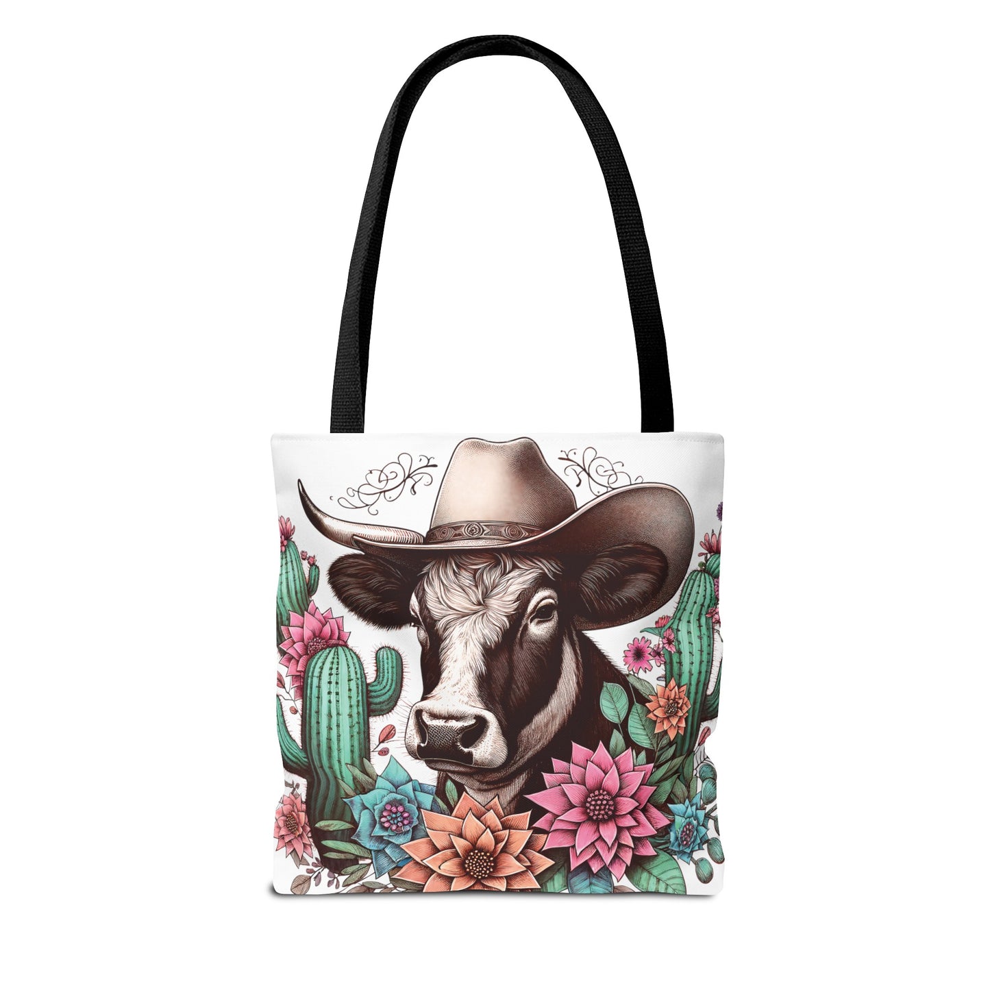 Floral Cow Tote Bag