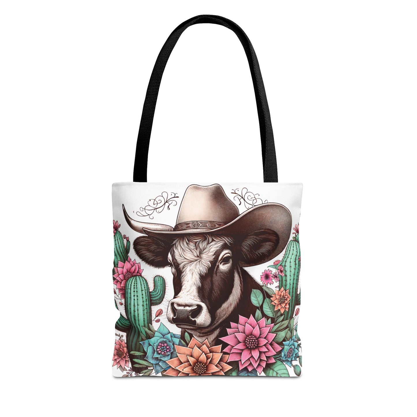 Floral Cow Tote Bag