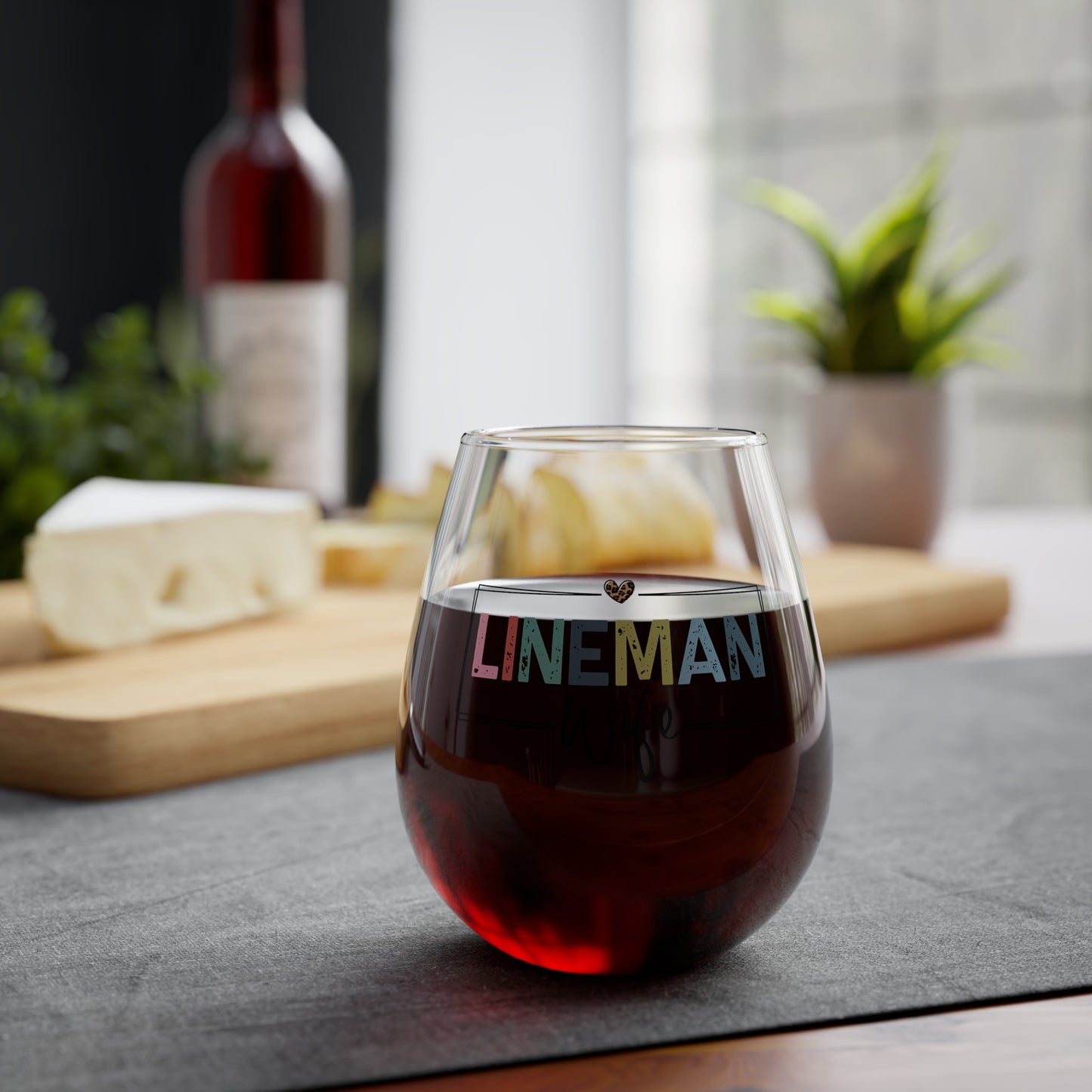 Lineman Wife Stemless Wine Glass, 11.75oz