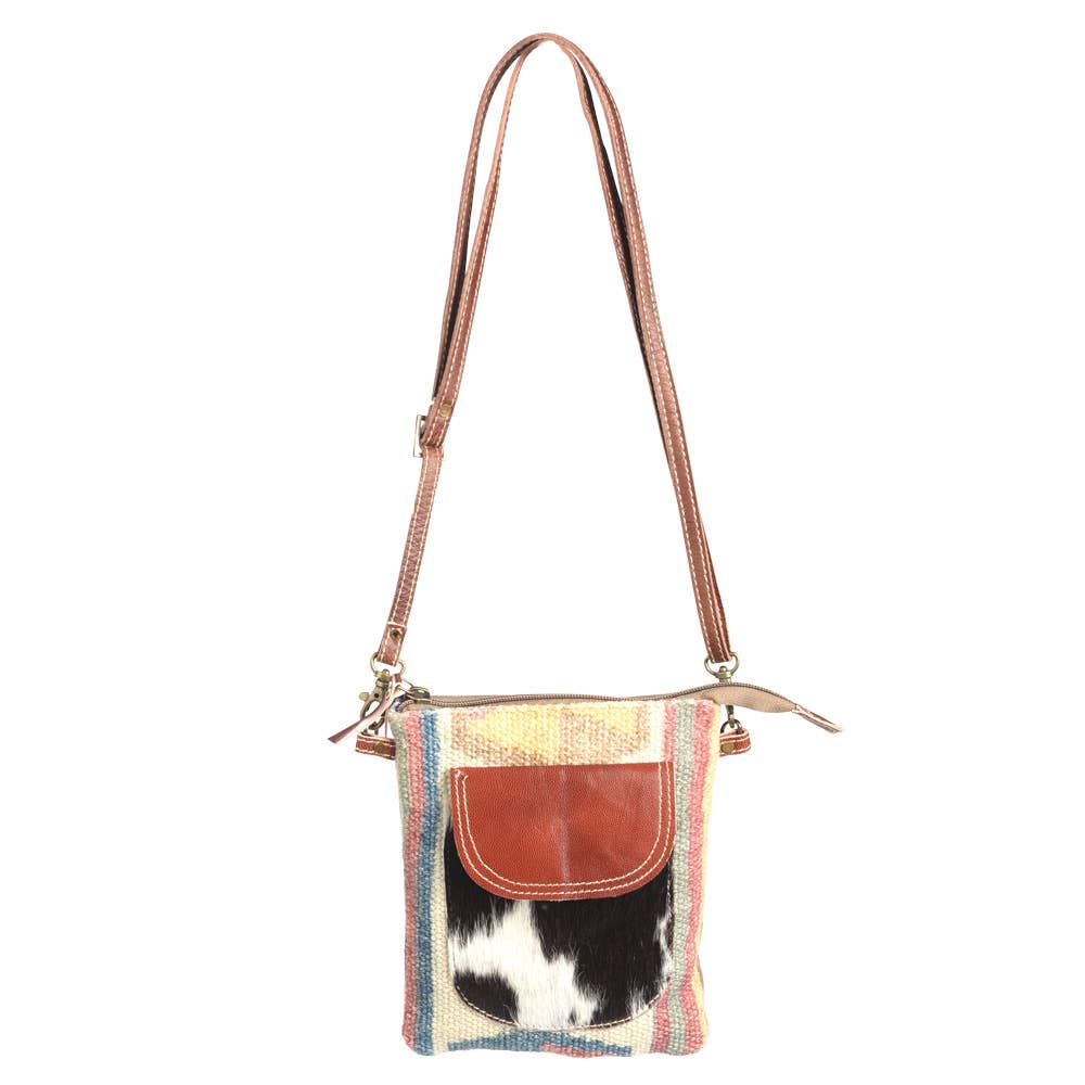 Recycled Rug With Cowhide Crossbody