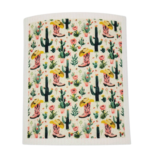 Cowgirl Boots & Hats Fun Swedish Dishcloths - Kitchen Towels