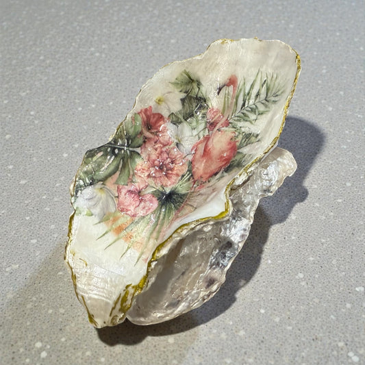 Flamingo Oyster Shell Trinket Dish Home Decor Gift