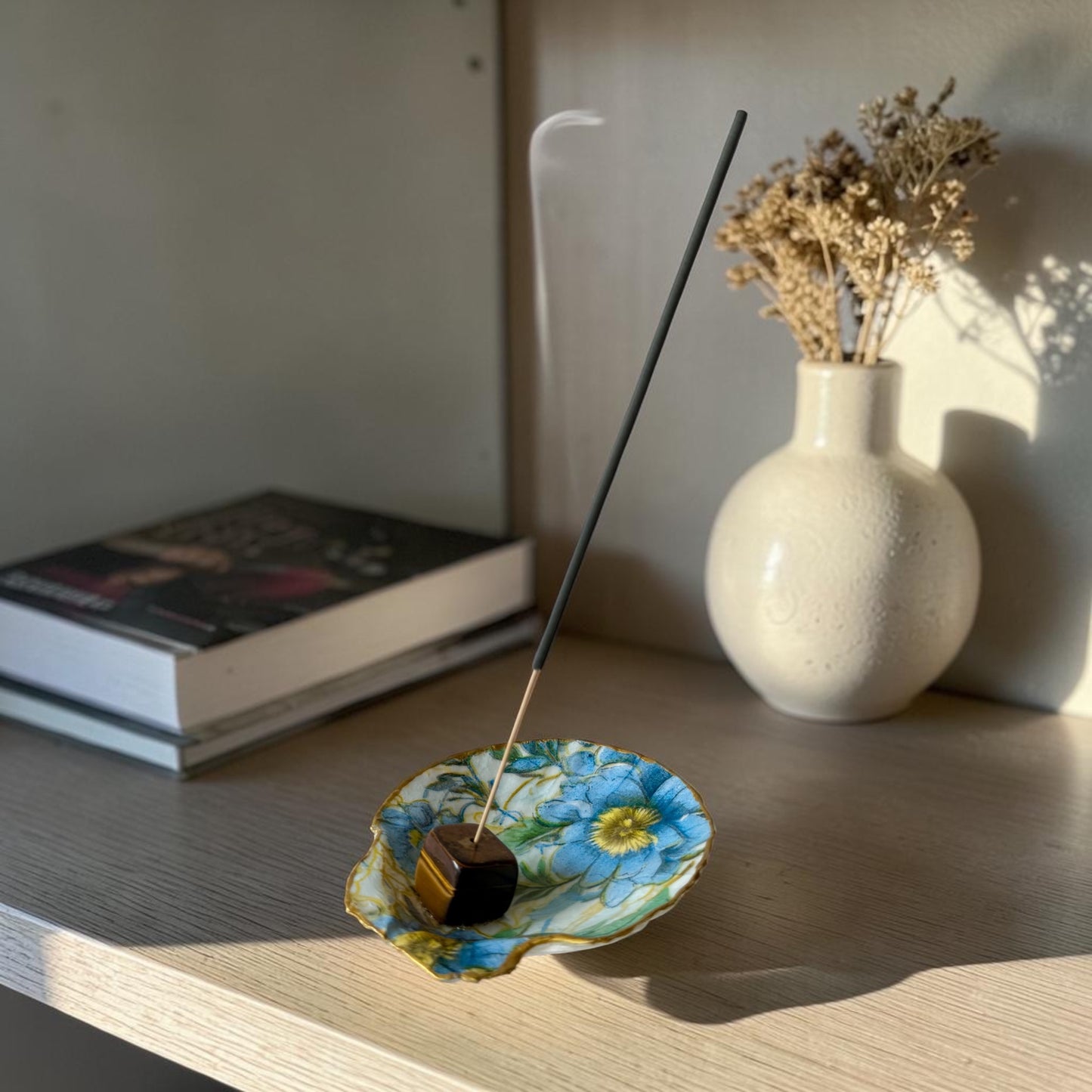 Wildflower Meadow Shell Incense Burner | Handmade Floral Scallop Shell Incense Holder
