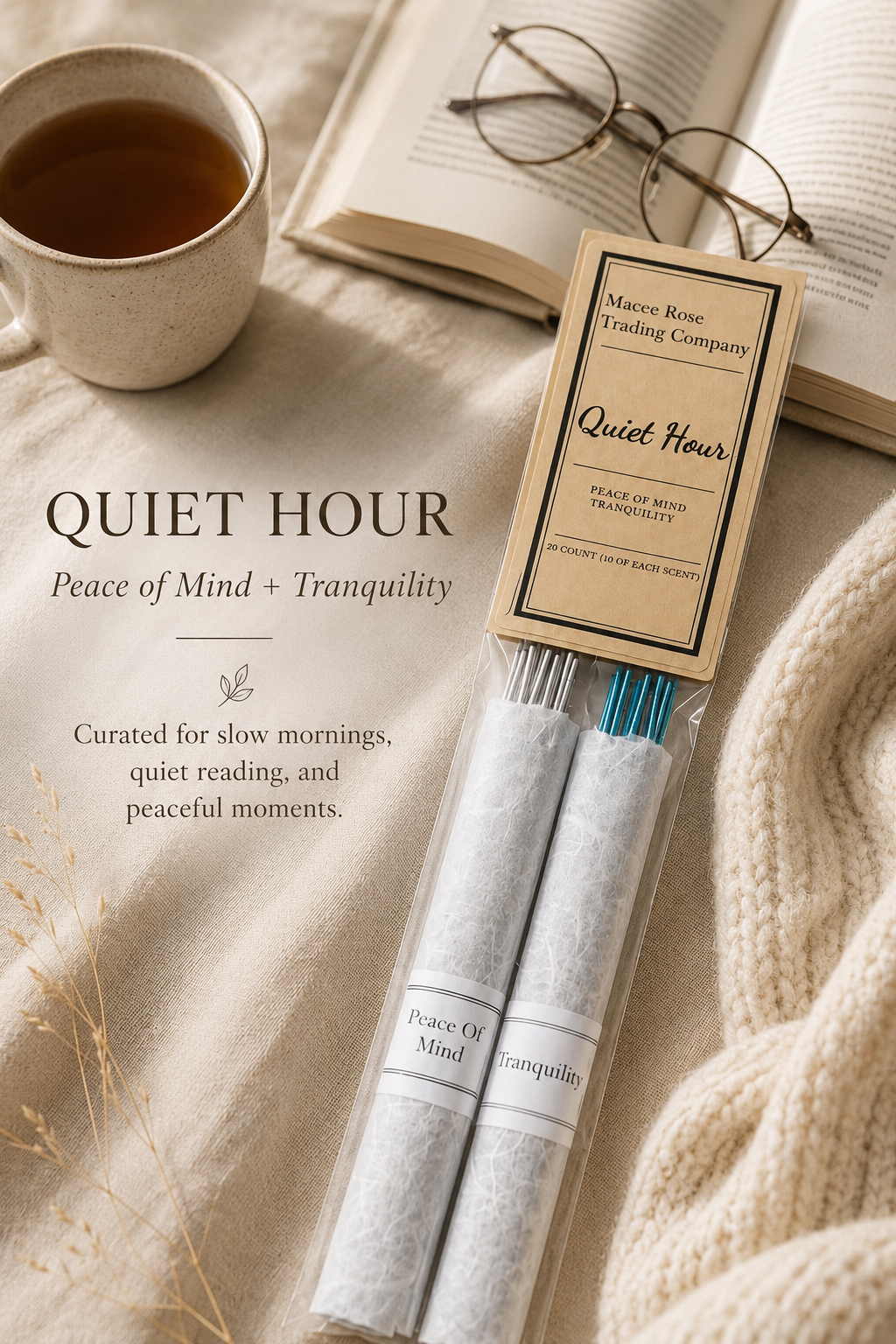 Quiet Hour Curated Incense Collection | Peace of Mind & Tranquility | 20 Count Handmade Incense Sticks