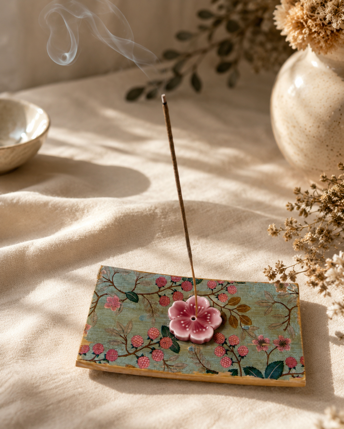 Botanical Bloom Collection Handmade Incense Burners | Floral Wooden Ash Catchers