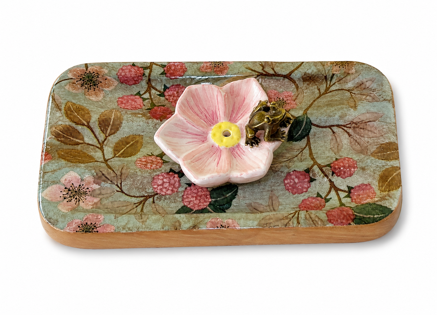 Berry Blossom Collection – Handcrafted Wooden Incense Holder