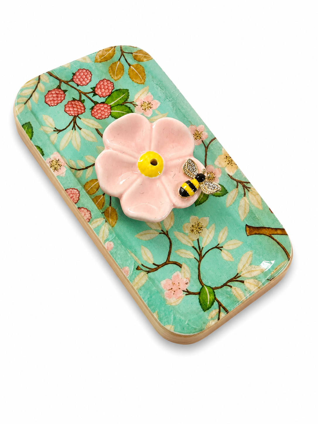 Berry Blossom Collection – Handcrafted Wooden Incense Holder