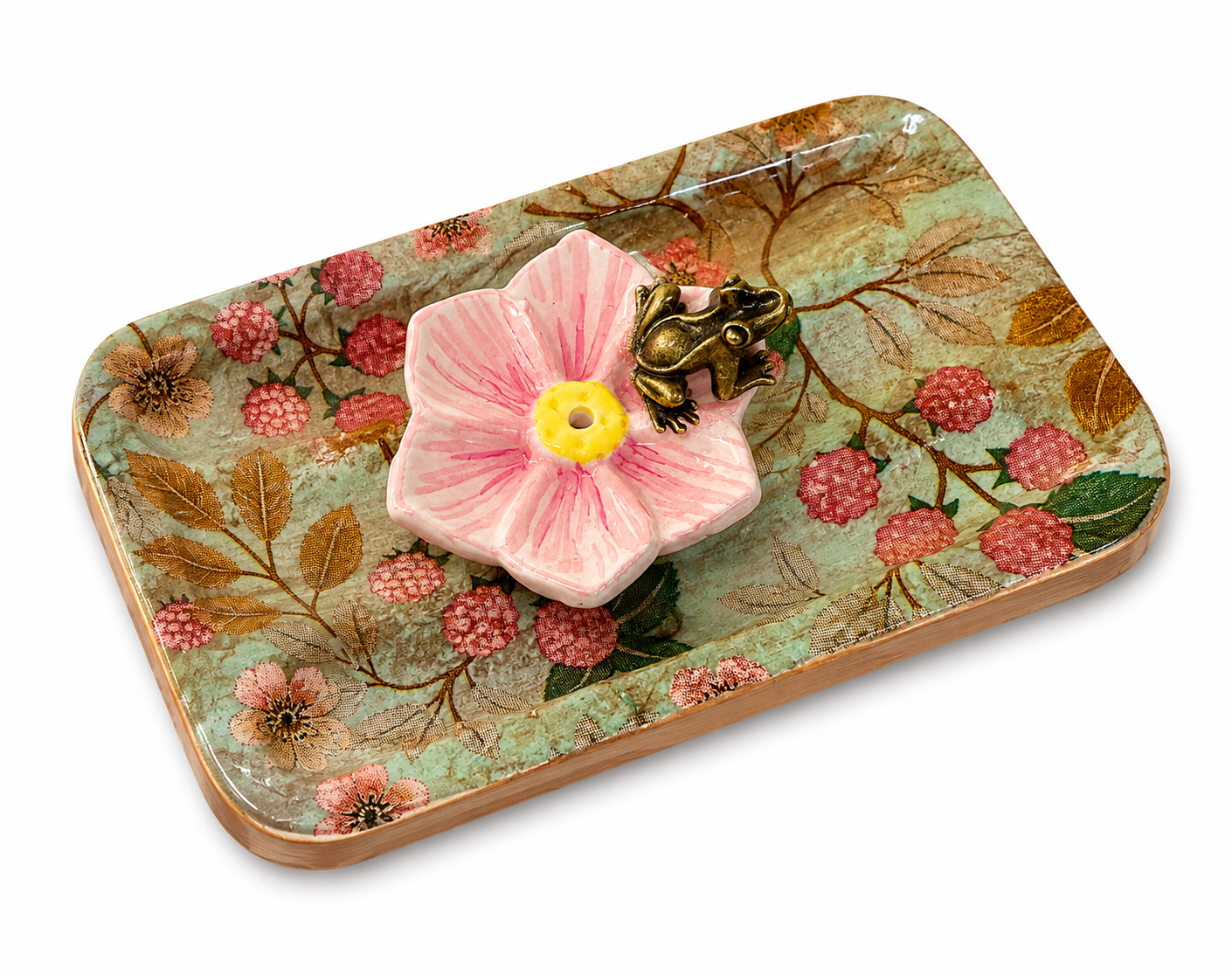 Berry Blossom Collection – Handcrafted Wooden Incense Holder