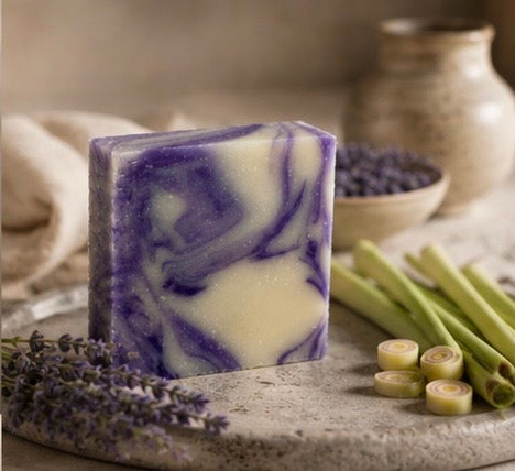 Lavender Lemongrass Artisan Soap Bar | Handmade Botanical Bath Soap