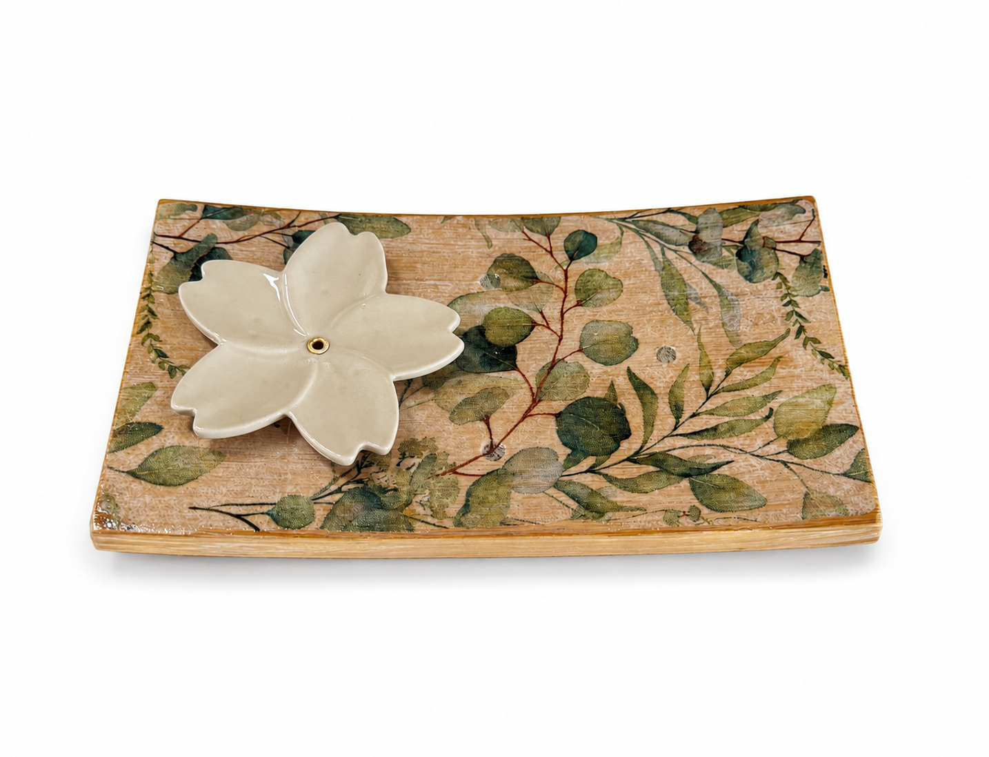 Botanical Bloom Collection Handmade Incense Burners | Floral Wooden Ash Catchers