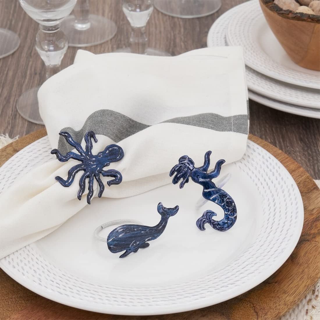 Coastal Octopus Napkin Rings Set of 4