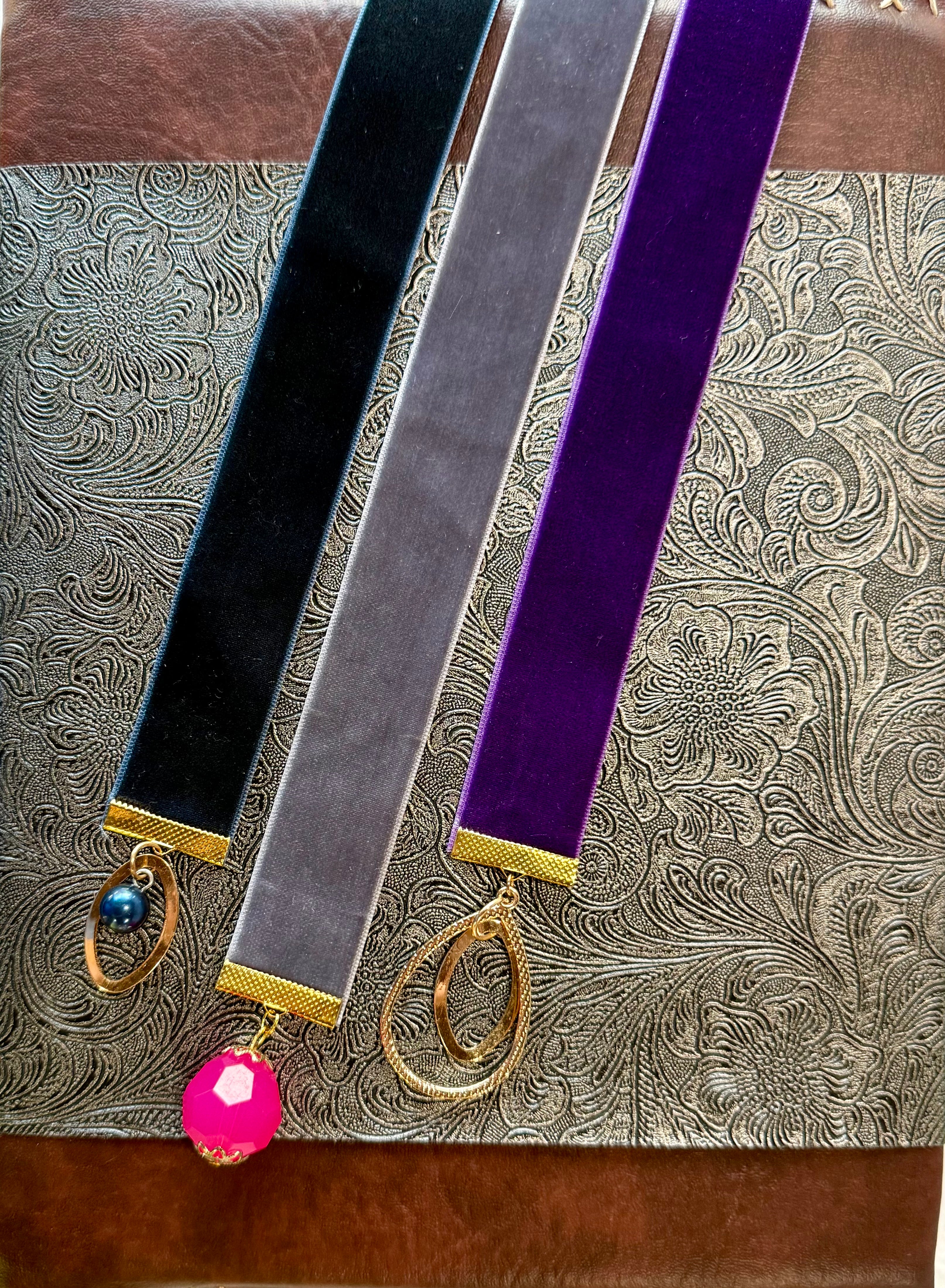 Handmade Velvet Ribbon Bookmark with Charm – Luxury Boho Bookmark | Gi ...