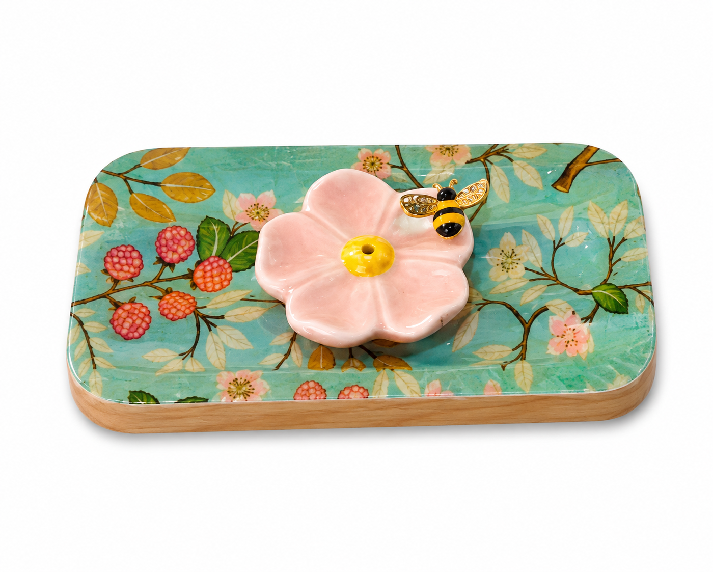 Berry Blossom Collection – Handcrafted Wooden Incense Holder