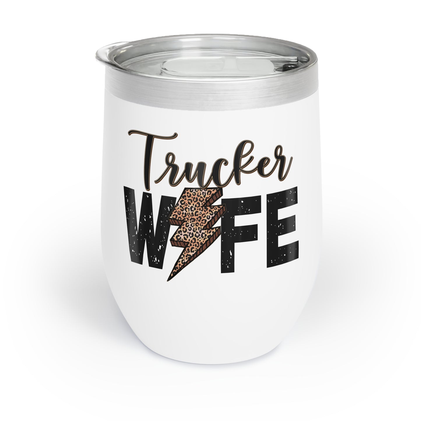 Trucker Wife (leopard print) Chill Wine Tumbler