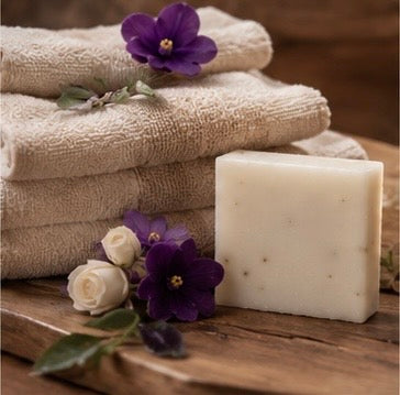 African Violet Artisan Soap Bar | Floral Handmade Bath Soap