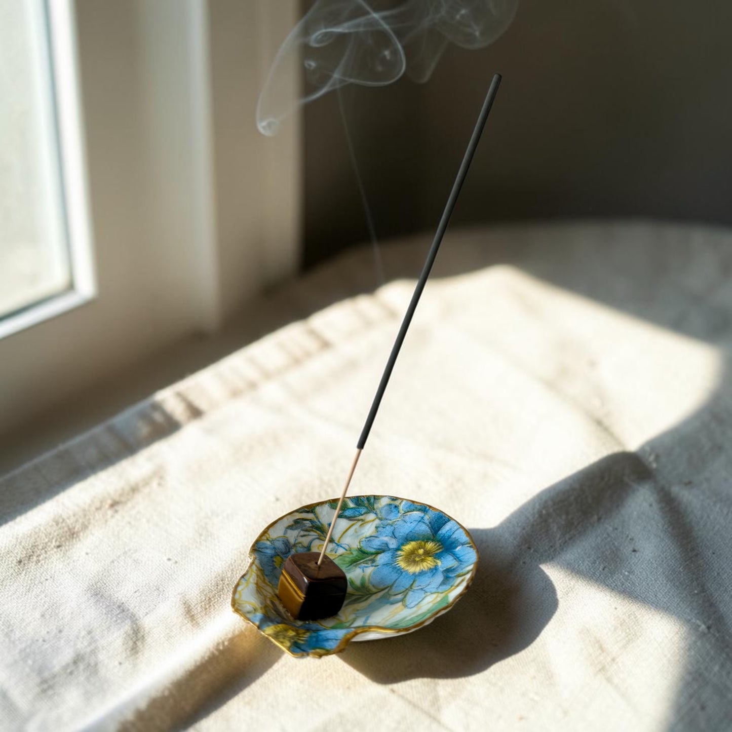 Wildflower Meadow Shell Incense Burner | Handmade Floral Scallop Shell Incense Holder